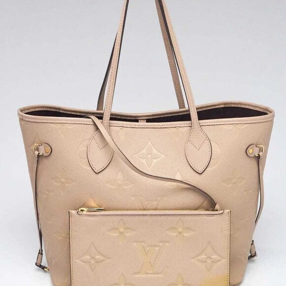 Louis Vuitton Tourterelle Monogram Giant Empreinte Leather Neverfull MM NM Bag - Picture 1 of 12